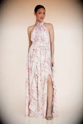 Woman wearing a floral thrill dress