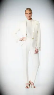 Indochino cream wedding suit for women