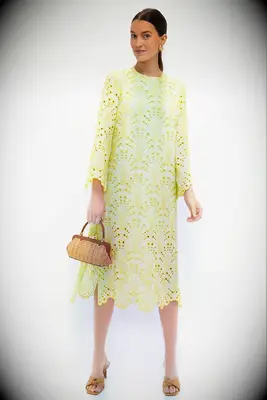 Straight yellow high neck dress