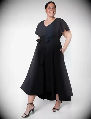Black plus size high low dress