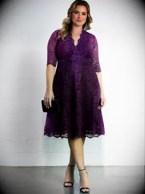 Purple lace midi dress