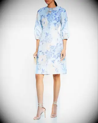 Blue floral high neck dress