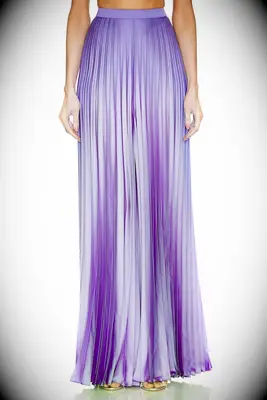 Pleated purple palazzo pants for wedding guest