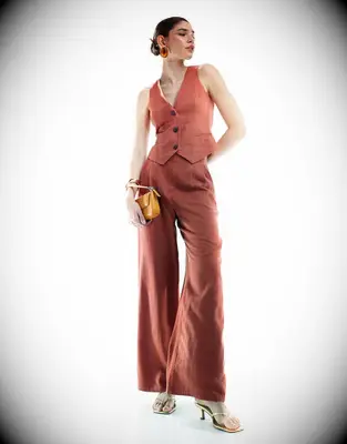 ASOS Design wide leg linen pants for wedding guest