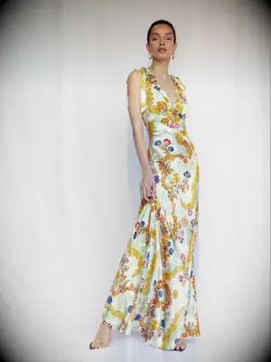 Reformation silk festive wedding guest dress