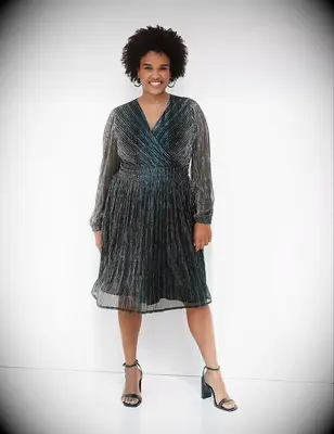 Lane Bryant metallic festive wedding guest dress