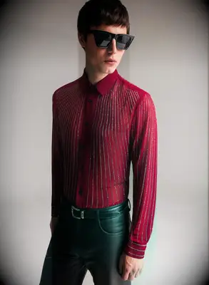 PHIX red sequin festive wedding guest shirt