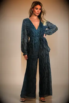 Lulus metallic wide-leg festive jumpsuit 
