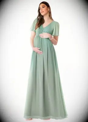 Azazie green bridesmaid maternity dress
