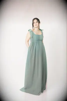 Revelry sage crepe bridesmaid dress