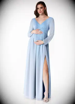 Azazie blue maternity maxi bridesmaid dress