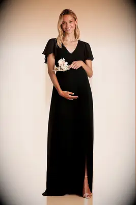 Birdy Grey chiffon black maternity bridesmaid dress