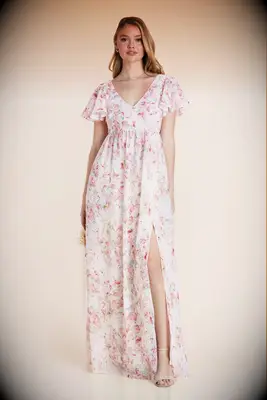 Birdy Grey pink floral maternity bridesmaid dress