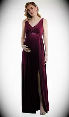 Dessy Group luxe velvet maternity bridesmaid dress