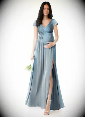 Azazie dusty blue maternity bridesmaid dress