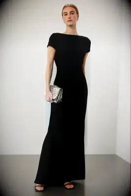 Cap sleeve black wedding gown by Staud