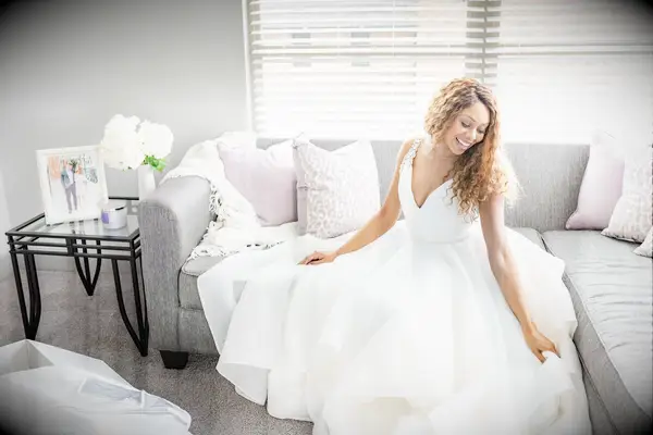 Wedding gown from Luxe Redux Bridal that can be tried on at home