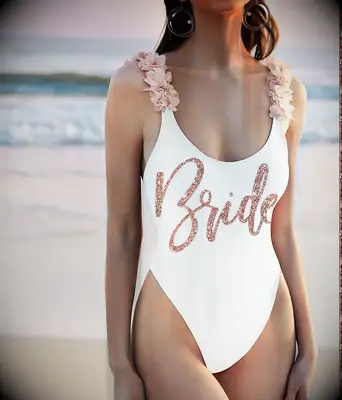 A Bridal Shop rose gold bride swimsuit