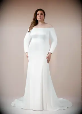 Tight off-the-shoulder wedding dress