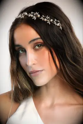 Pearl-studded crystal headband by Lulus. 