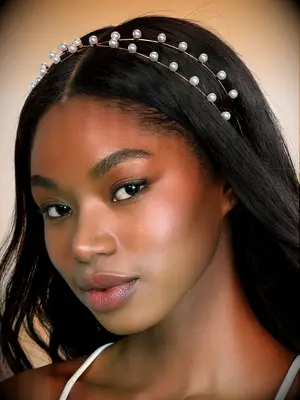 Lulus gold slim bridal headband with pearls 