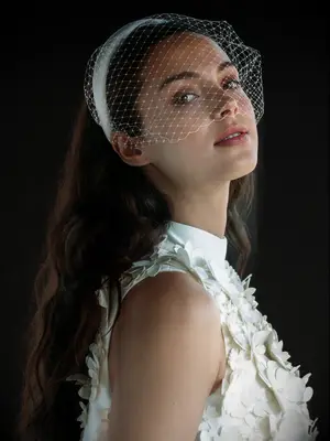 Jennifer Behr white bridal veil headband
