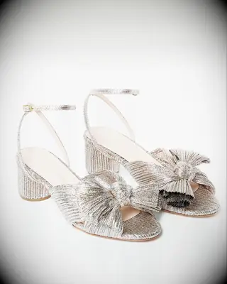 Champagne pleated bow heel beach wedding shoe from Loeffler Randall