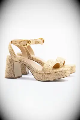 Beige platform heel sandal for beach wedding from Larroudé