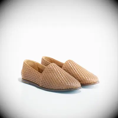 Brown woven slip on beach wedding shoes from Nisolo