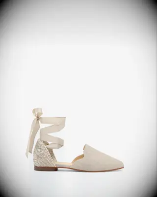 Metallic linen flat espadrille beach wedding shoes from Castañer