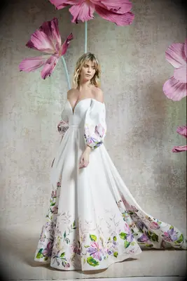 Savin London floral strapless wedding dress