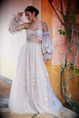 Willowby By Watters pink wedding top and skirt