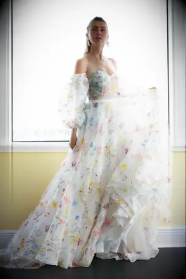 Savin London floral wedding gown