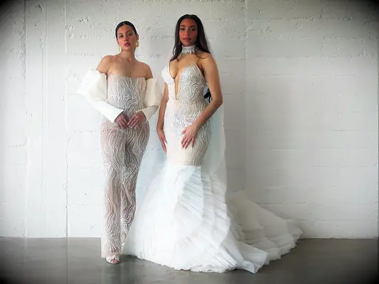 Two wedding dresses by Lawrencia Bridal Couture