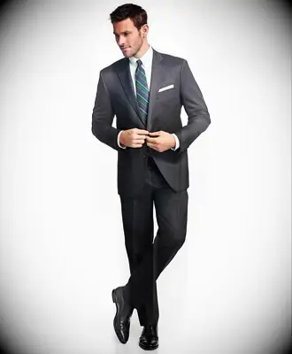 Charcoal colored formal suit by Brooks Brothers. 