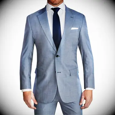 Light blue athletic build suit for father of the bride. 