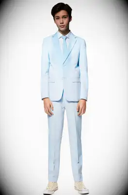 Kids two piece blue suit ring bearer set