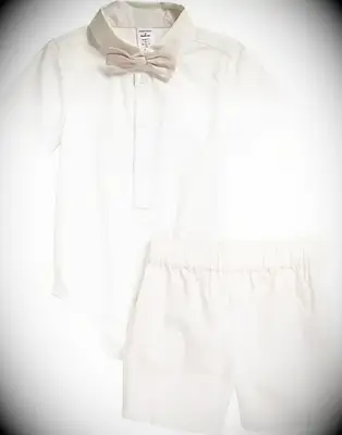 Kids ring bearer onesie and tan short set