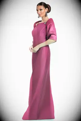 Sachin & Babi pink gown and shawl mother-of-the-groom outfit for outdoor wedding