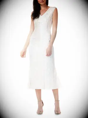 nordstrom white lace bridesmaid midi dress with v-neck
