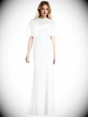 the dessy group white bridesmaid dress with jeweled neckline