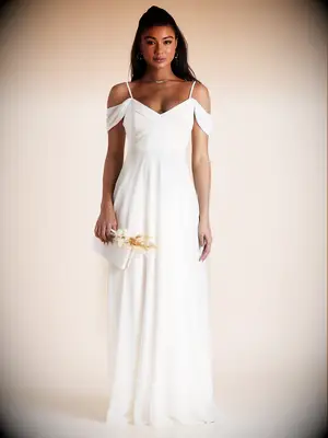 birdy grey white bridesmaid dress with convertible short sleeves