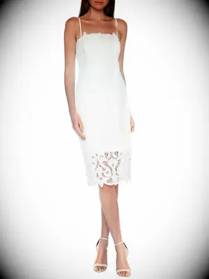  nordstrom white bridesmaid dress with spaghetti straps and lace