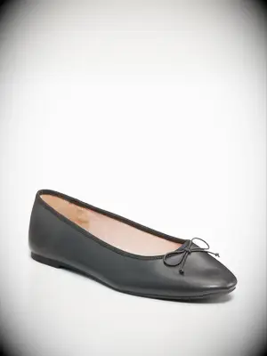 Black leather ballet flats
