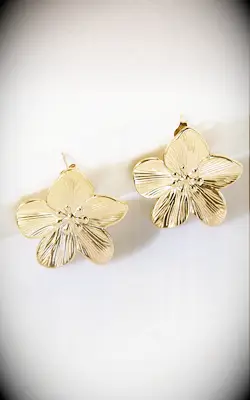Gold floral earrings