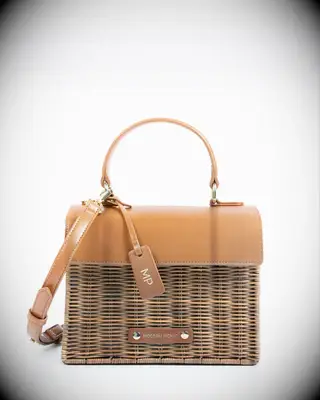Brown thatched handbag