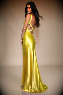 Lulus satin strappy backless wedding guest dress