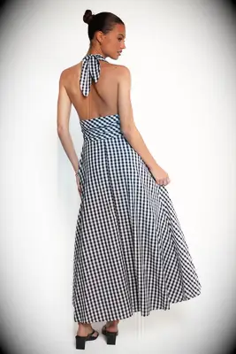 Petal & Pup gingham backless wedding guest dress