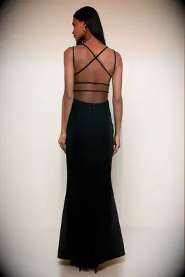 Lulus black backless wedding guest dress