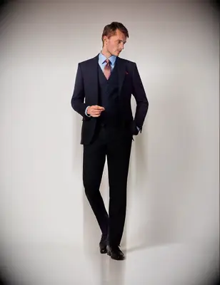 Navy 3-piece suit for black-tie-optional wedding